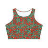 Padded Sports Bra - Field of Red Flowers