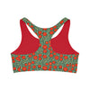 Seamless Sports Bra - Field of Red Flowers