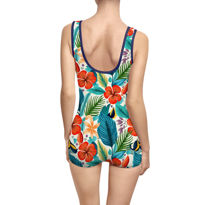 Ladies Vintage Swimsuit / Leotard - Tropical Romance
