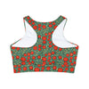 Padded Sports Bra - Field of Red Flowers