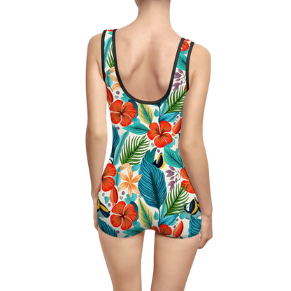 Ladies Vintage Swimsuit / Leotard - Tropical Romance