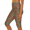 Ladies Yoga Leggings - Field of Red Flowers