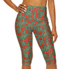 Ladies Yoga Leggings - Field of Red Flowers