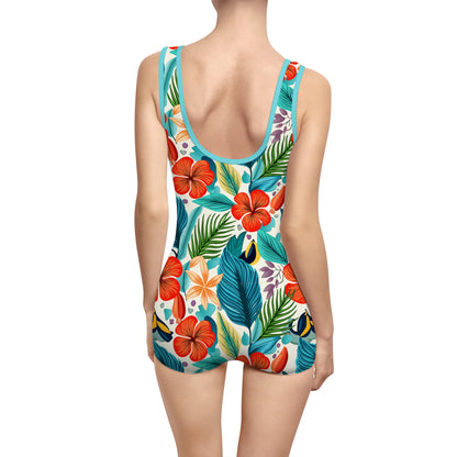 Ladies Vintage Swimsuit / Leotard - Tropical Romance