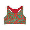 Seamless Sports Bra - Field of Red Flowers