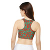 Padded Sports Bra - Field of Red Flowers